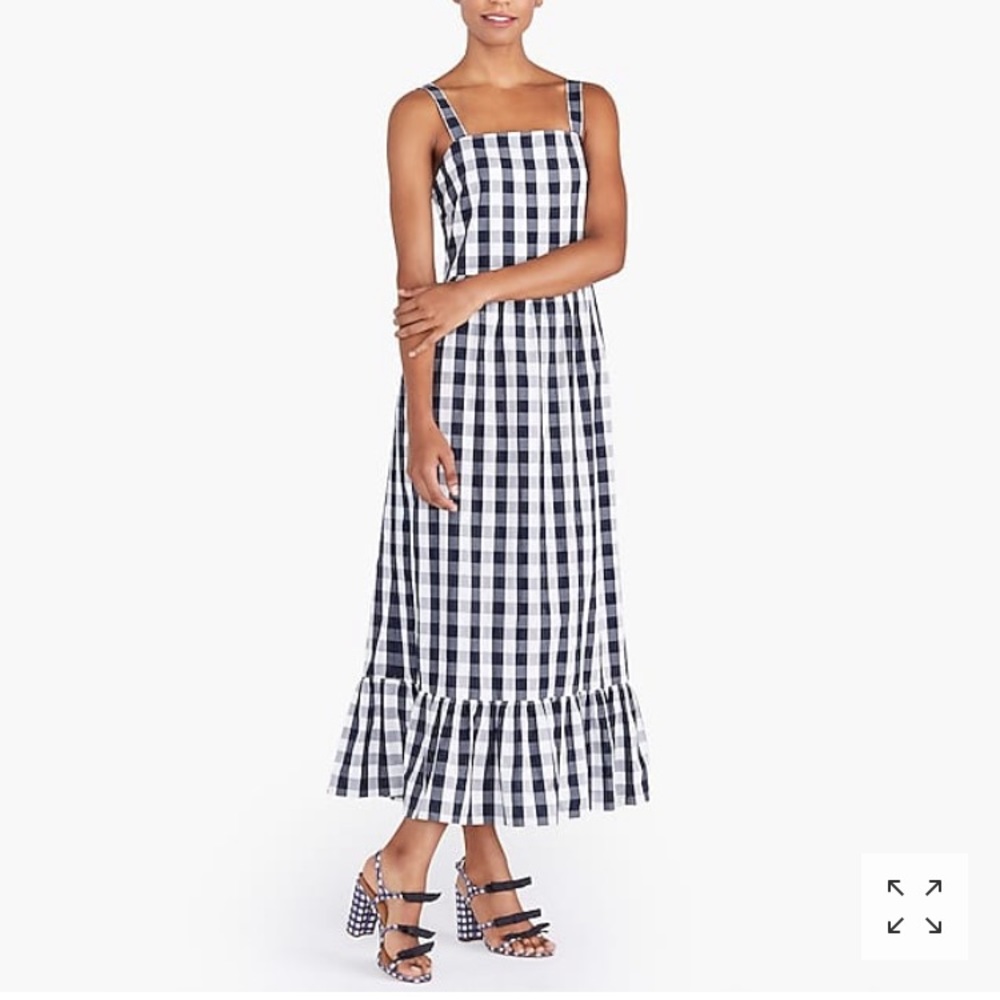 NWT J.Crew gingham checked tiered maxi dress